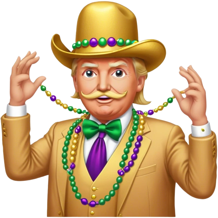 Gay Donald trump dancing at Mardi Gras with a large moustache  emoji