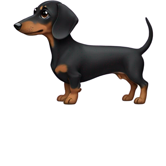 Short-haired merle black dachshund with black-haired girl emoji