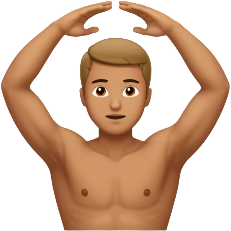 man backing down from argument with arms up WITH NIPPLES emoji