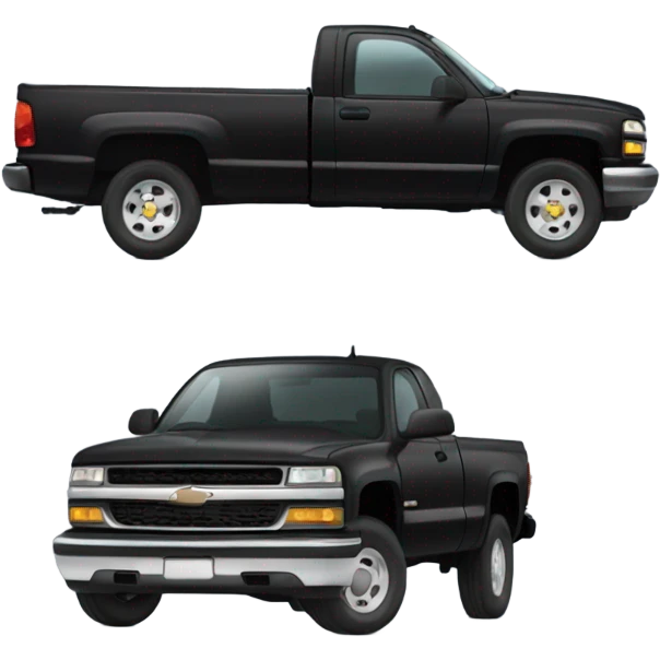 Truck, black 1997 Chevrolet truck extended cab, side view emoji