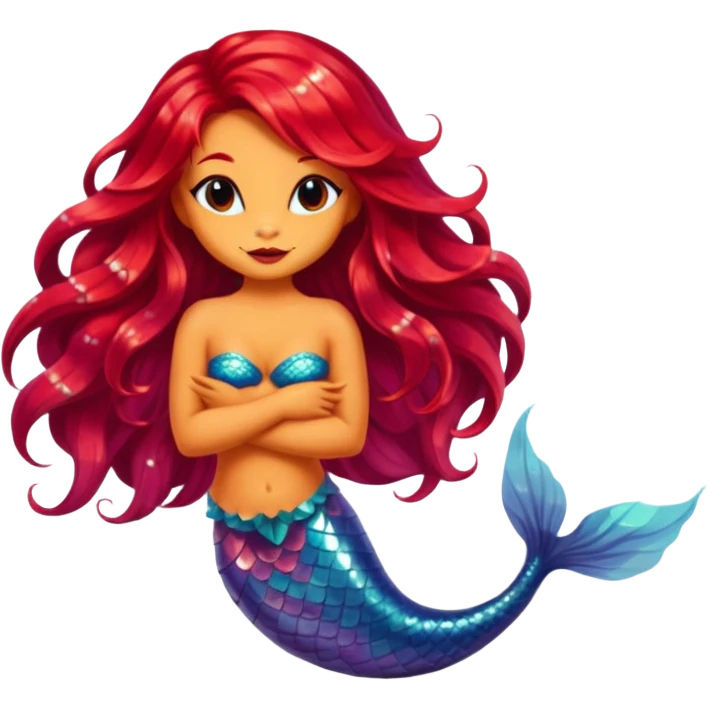 cat mermaid red hi emoji
