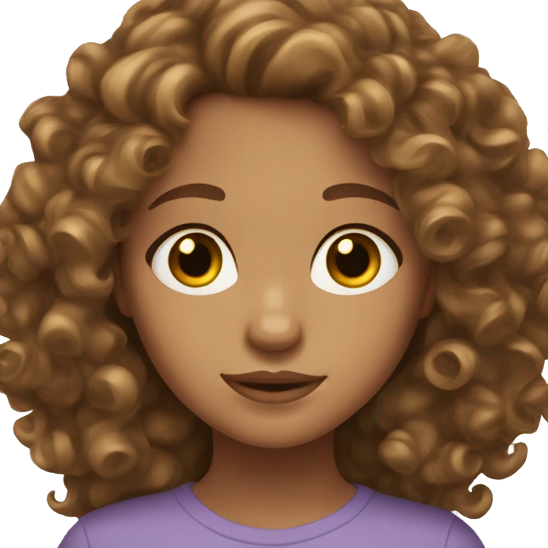 Brown haired curly girl with hazel eyes tan skin emoji