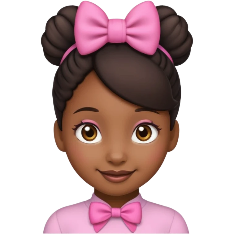 Make a black girl emoji with a bun and a pink bow emoji