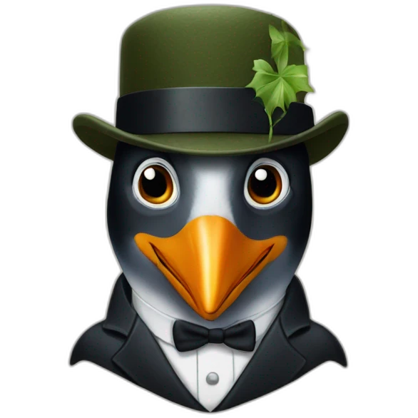 penguin head with peaky blinders ivy cap emoji