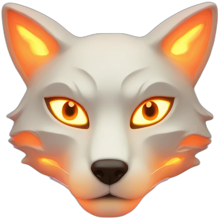 Kitsune mask with very glowing neon eyes emoji