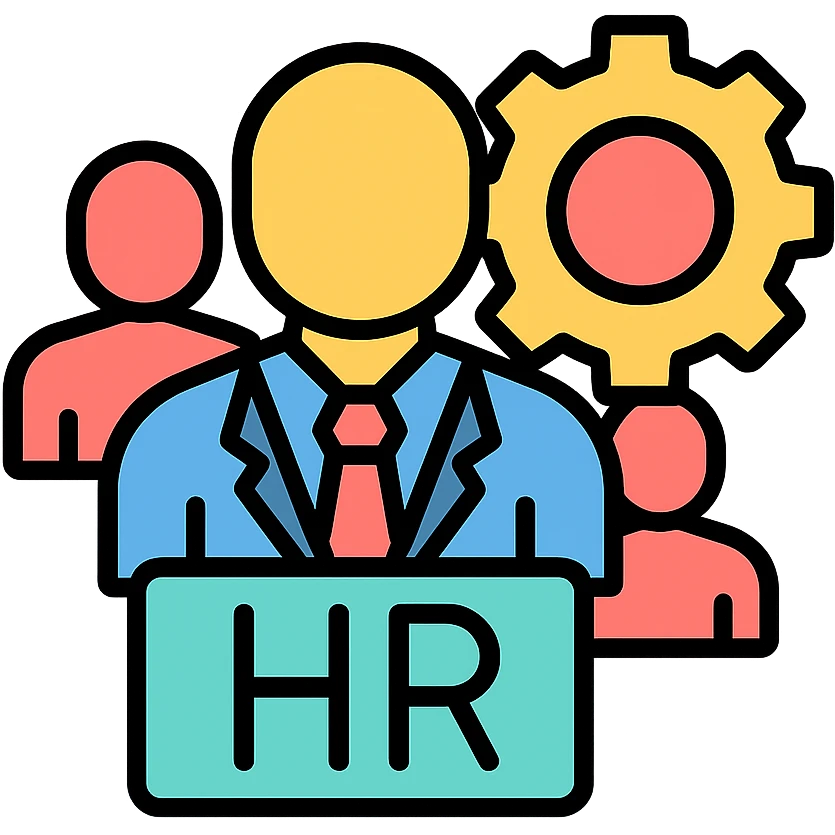 Volio-style icon representing a human resource department, featuring people, teamwork, or HR symbols, in a professional and friendly look emoji