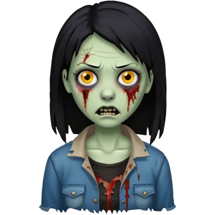 mulher zumbi cabelo liso preto emoji