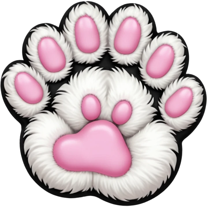Fluffy white cat paw with six toes emoji