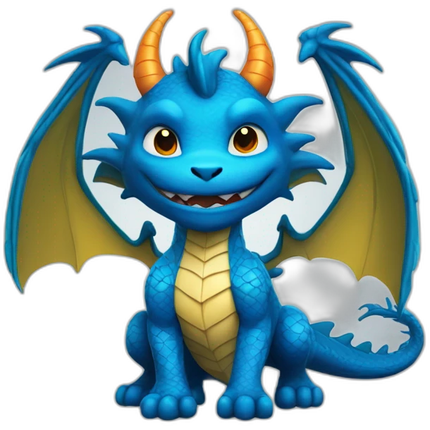 a blue dragon with wings and a superhero costume with crossed arms emoji