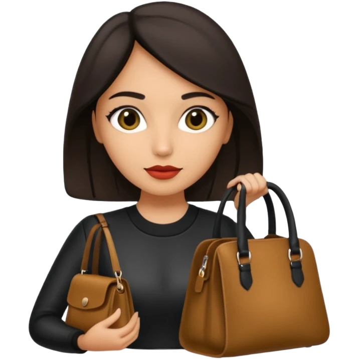 italian female with italian fashion style, holding bag emoji