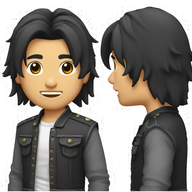 Hombre asiático metalero con pelo corto  emoji