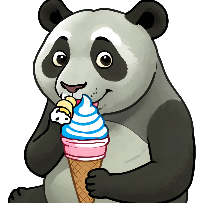 Panda eating ice cream emoji