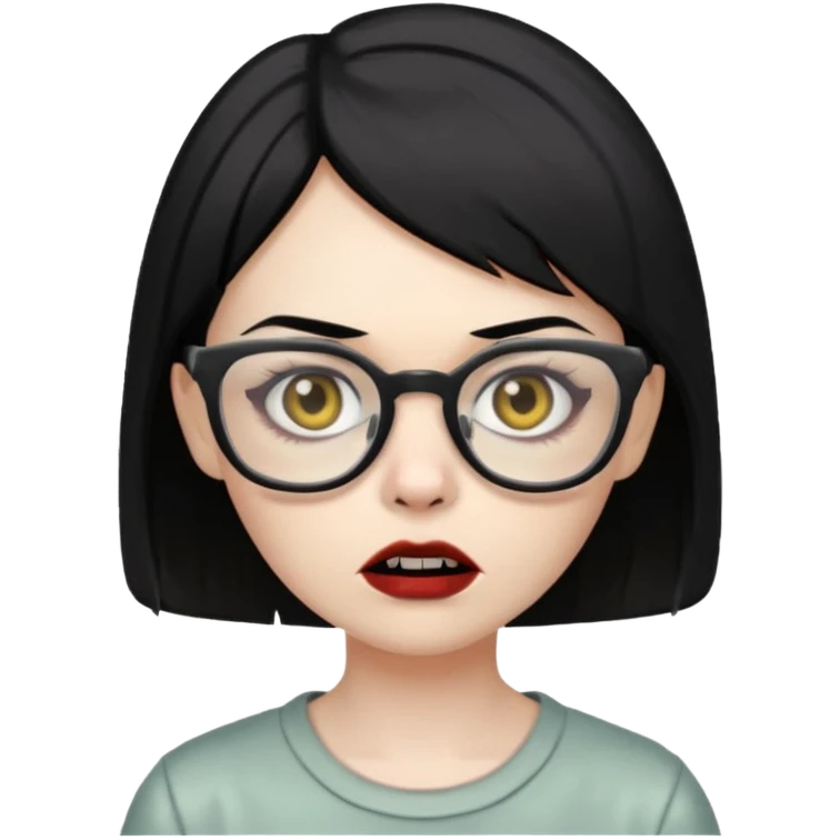 create a female zombie with short straight black hair, and who wears glasses  emoji