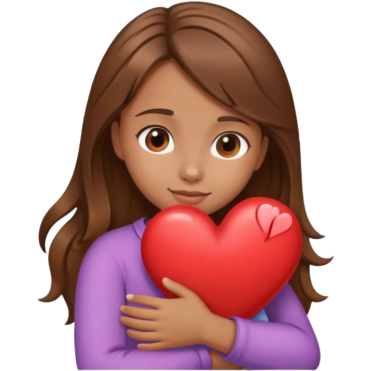 Brown hair girl heart hug emoji