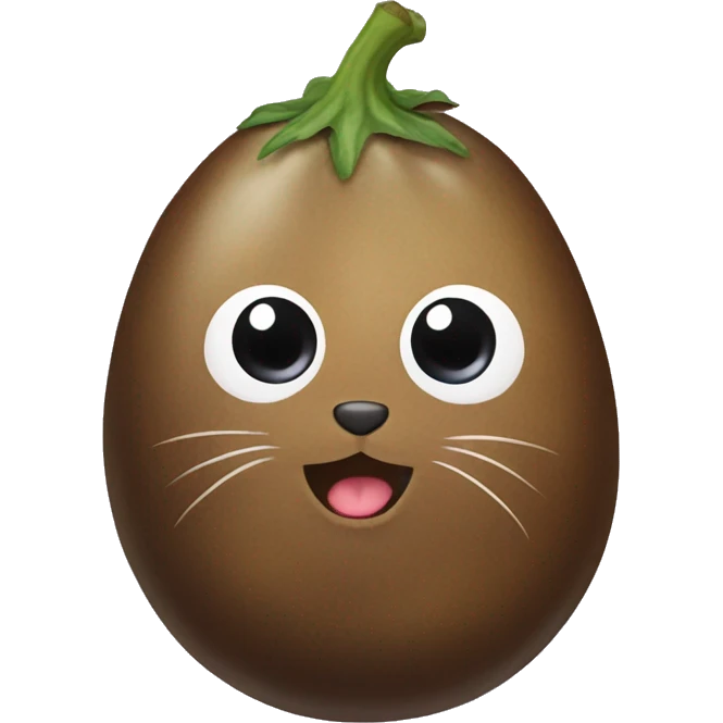 Brown eggplant in cat emoji