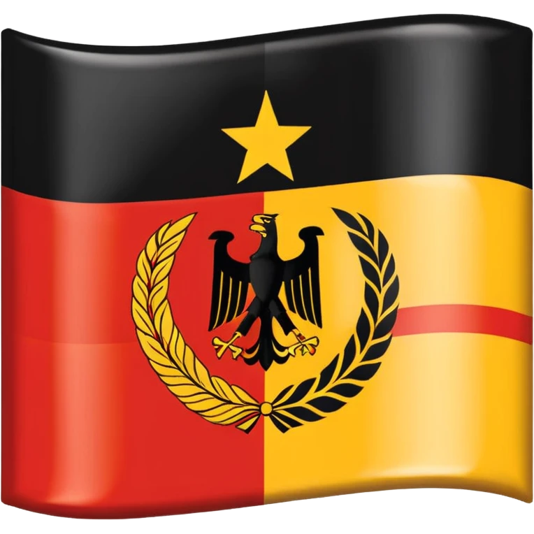 The flag of East Germany (the German Democratic Republic or GDR) consisted of the traditional German black, red, and gold horizontal tricolor, distinguished by a central emblem. emoji