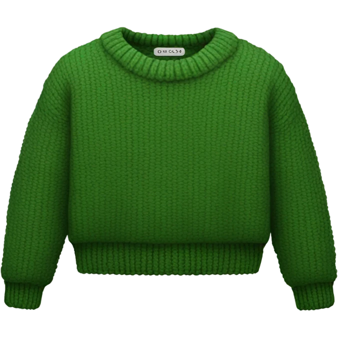 Green cropped oversize wool sweater, isolated emoji