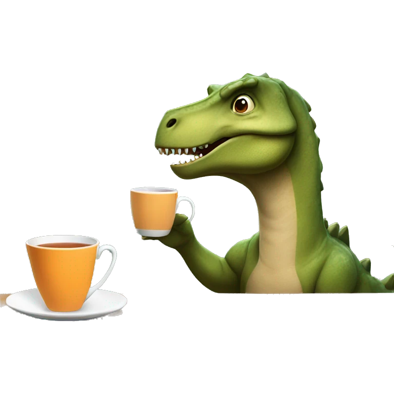 dinosaur drinking tea emoji