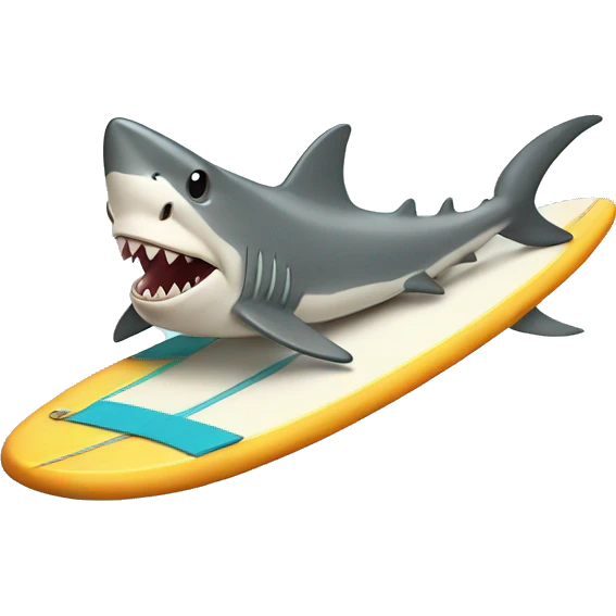 Shark on a surf board emoji