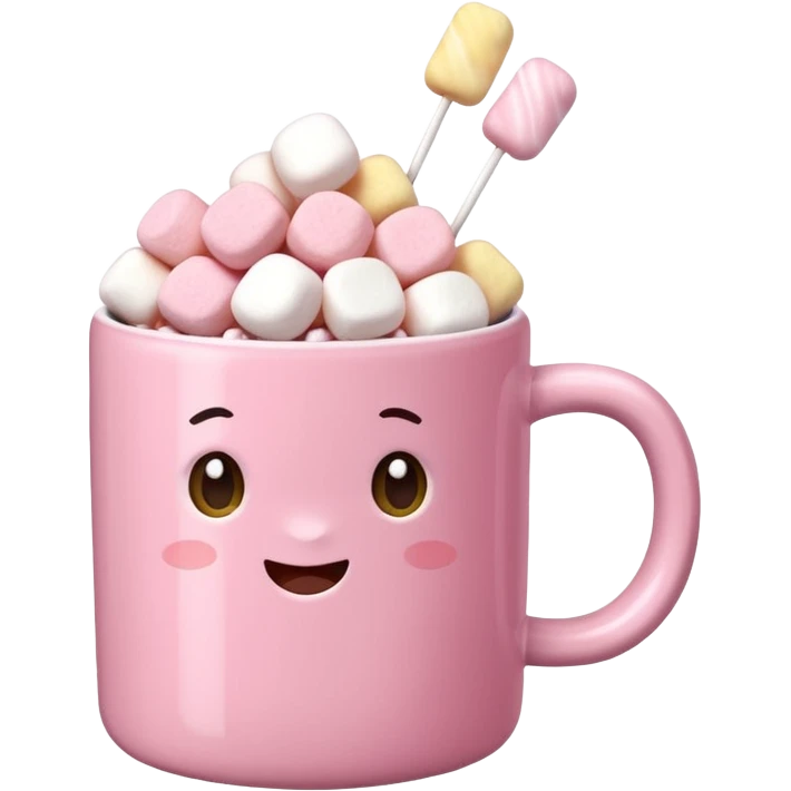 Kakao in pinker Tasse mit pink weißen mini marshmallow emoji