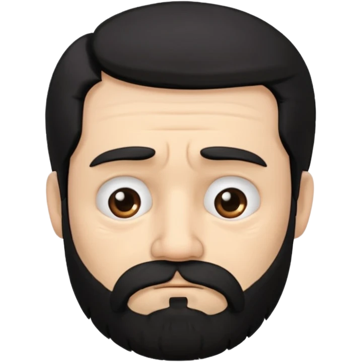 мужчина с белым тоном кожи и черными волосами и бородой с грусным взглядом emoji