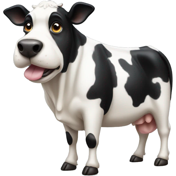 Fat black and white cow looking dog  emoji