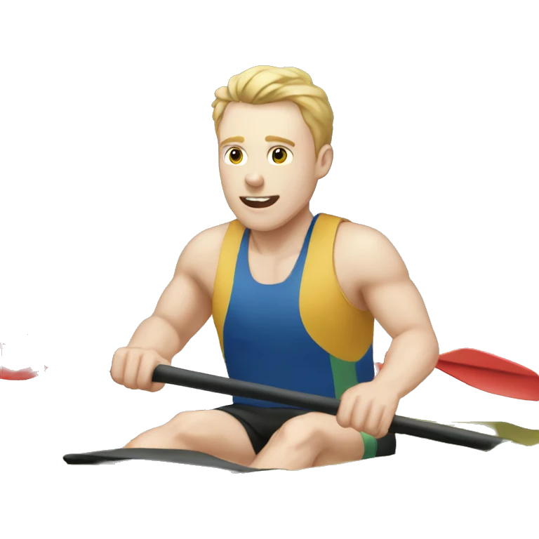 Male pale skin paddling a race SUo emoji