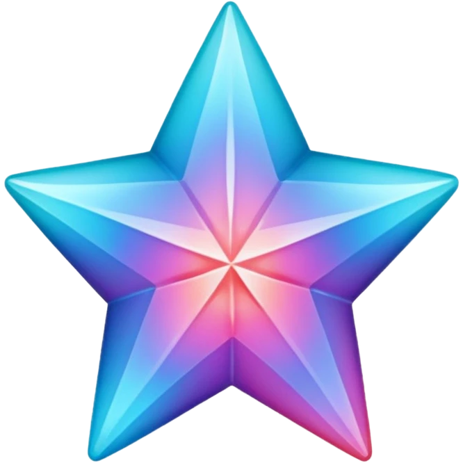 
Star color in in gradient of turquoise, blue, pink, purple, and coral crystal texture emoji