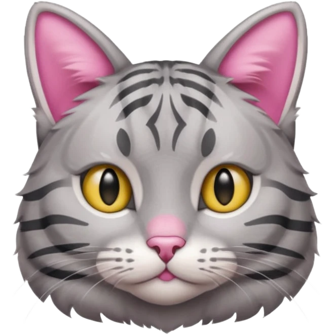 grey tabby cat: pink ears  emoji