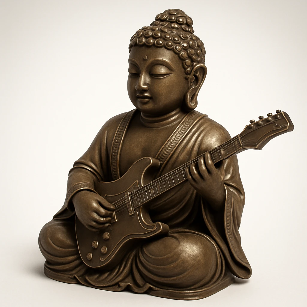 buddha idol with guitar  emoji