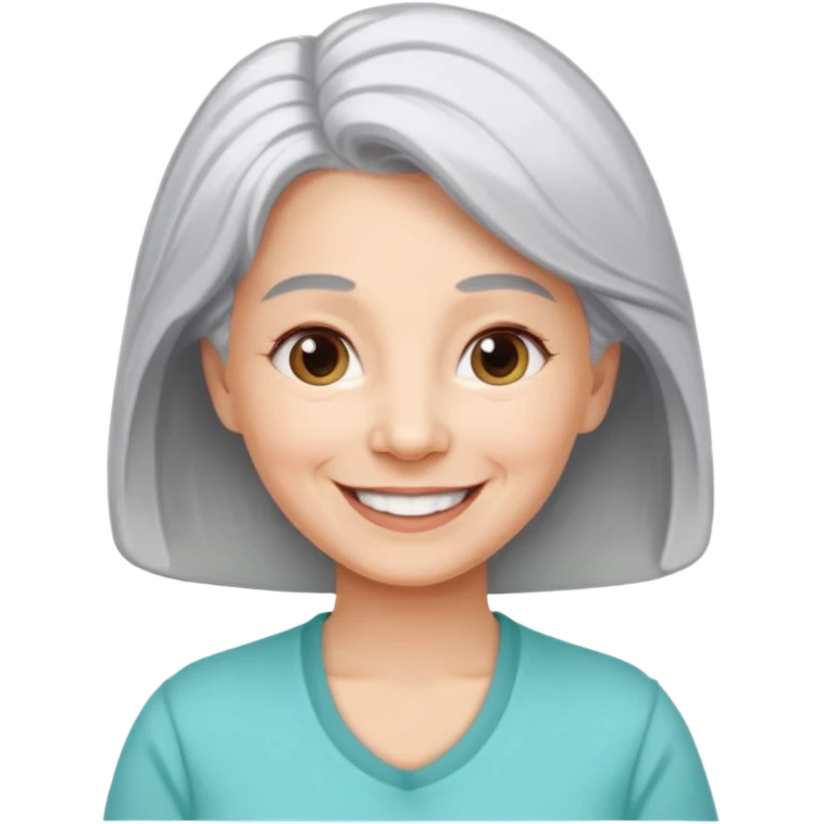 a Woman, mid 50 with light grey hair, wearing a pampers for adults emoji