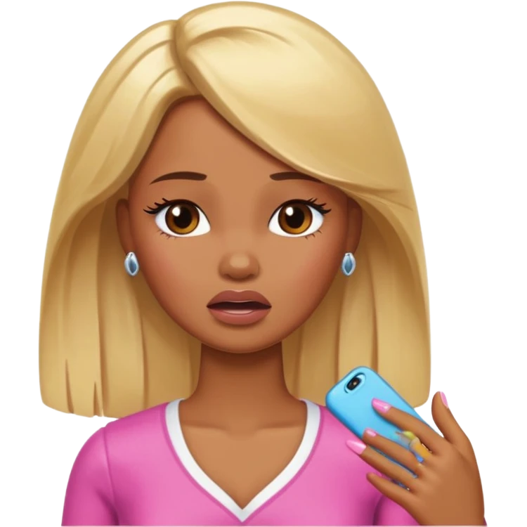 brown skin blonde barbie crying emoji