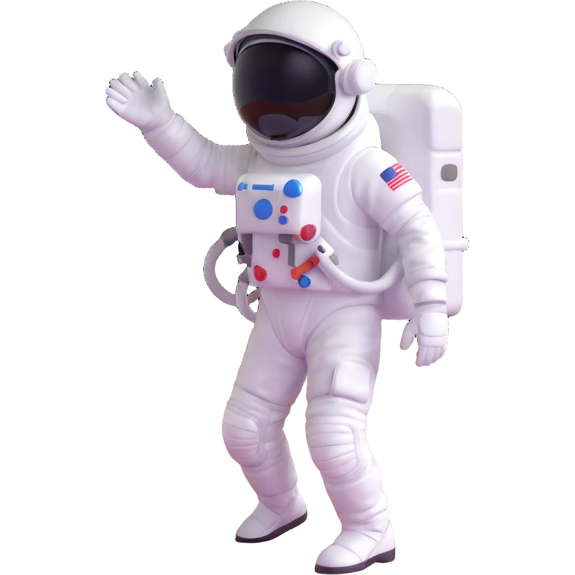 astronaut in white space suit with helmet, gloves and backpack on a planet surface emoji