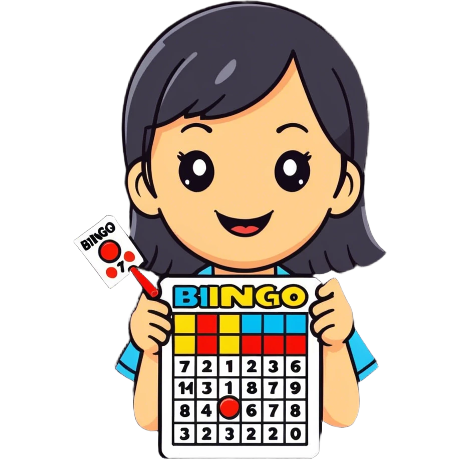 Girl playing bingo emoji