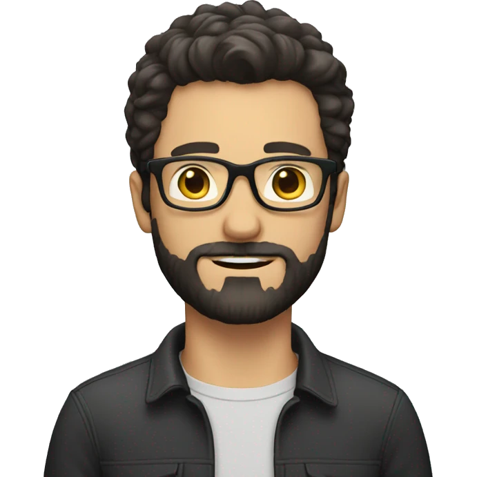 white guy with dark hair and beard and glasses emoji