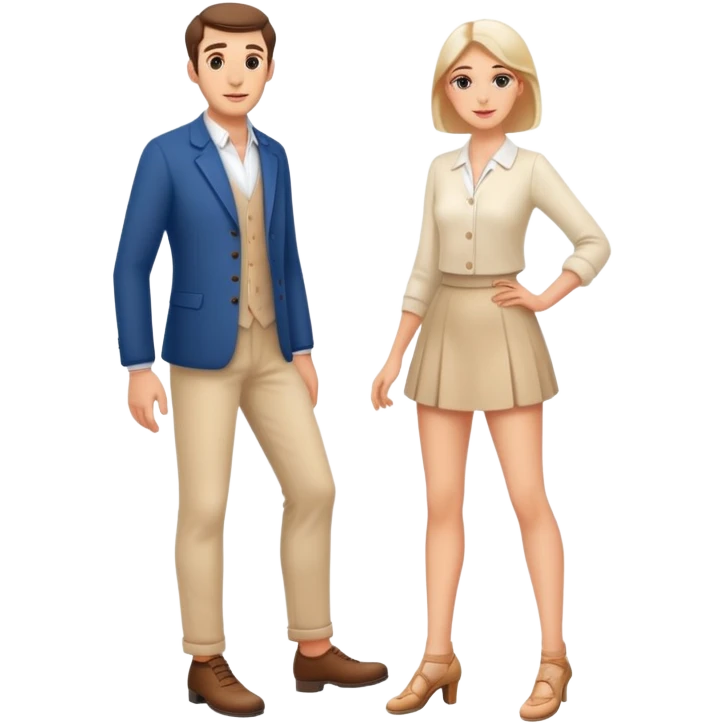 french pair men and woman photorealistic standing on feet emoji