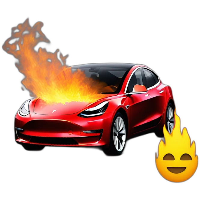 tesla model 3 fire emoji