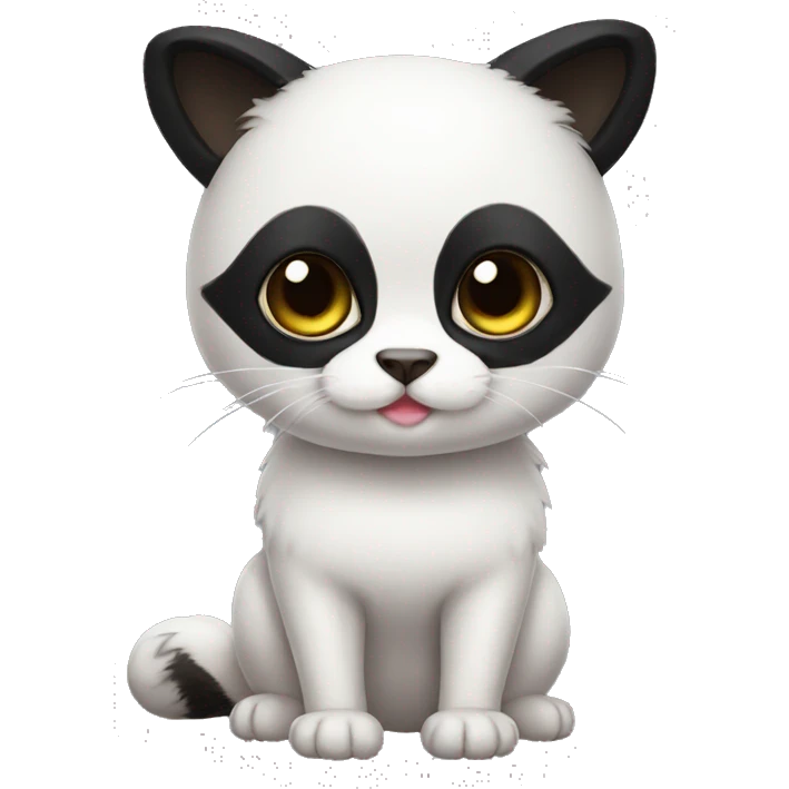 cute masked panda-cat-hybrid full body emoji