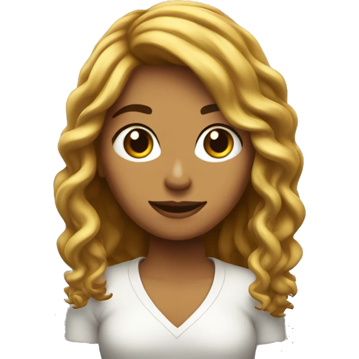 Chica con pelo castaño largo rizado emoji
