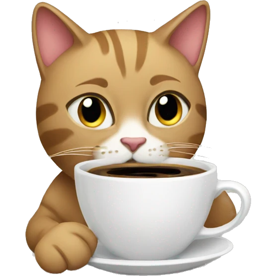 A cat that is drinking coffee emoji