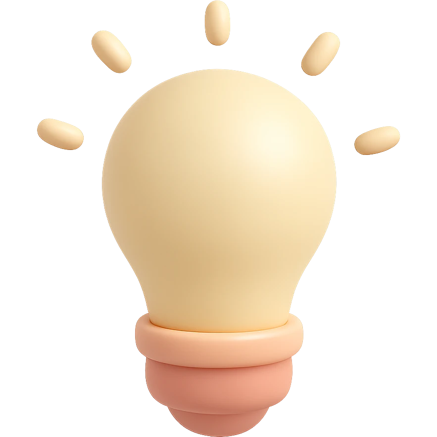 A light bulb with a soft glow, simplified design, cute style, smooth plastic texture in pastel colors emoji