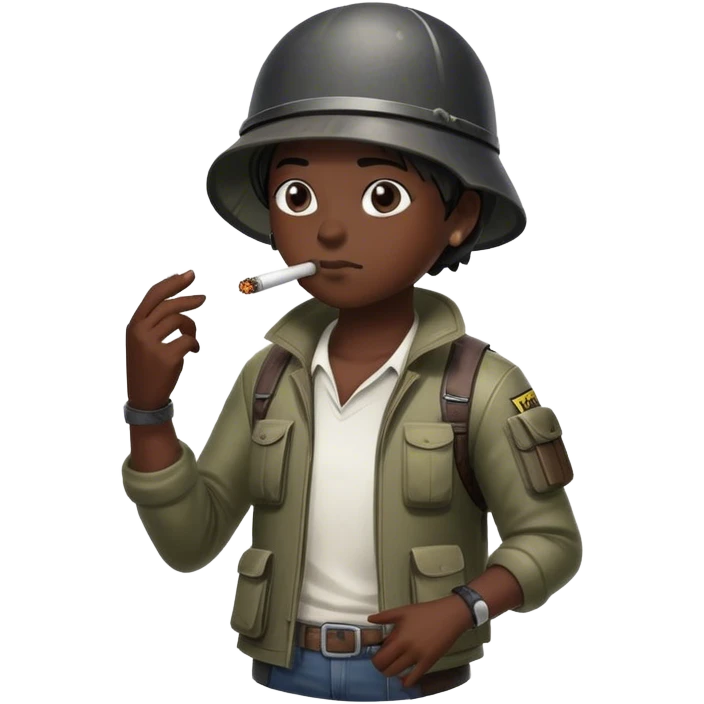 Smoking a blunt playing Pubg emoji