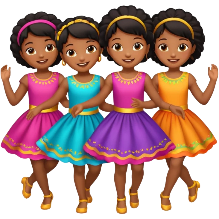 Variety little Black girls dancing emoji