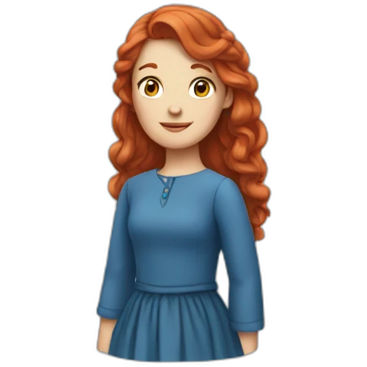 Red-haired girl in an old blue dress emoji
