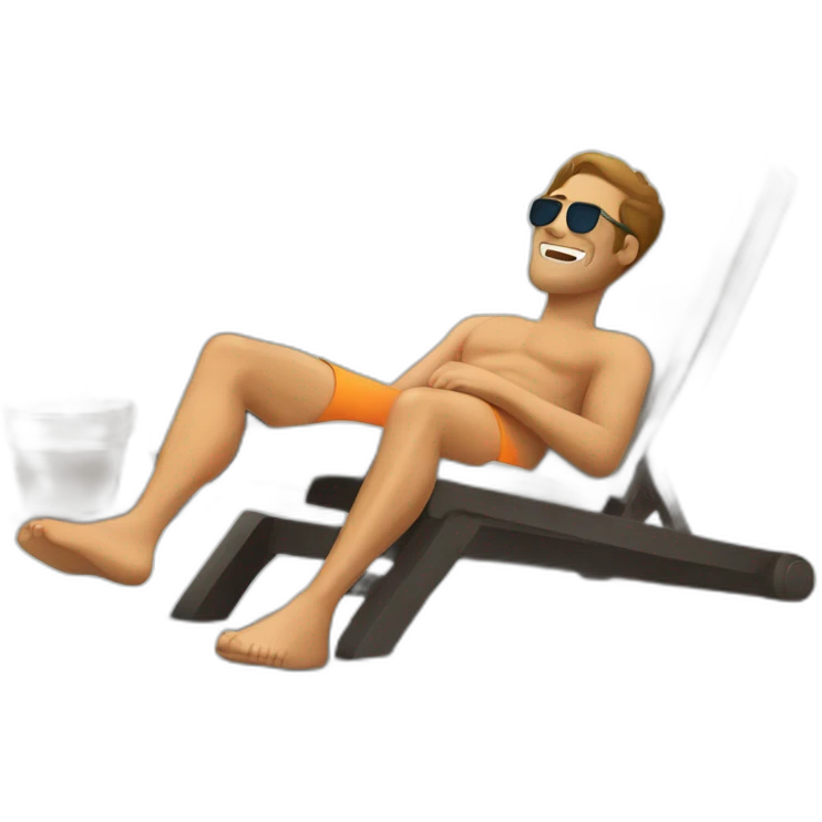man laying in sunbed emoji