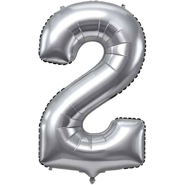 aluminum balloon shaped like number 2 emoji