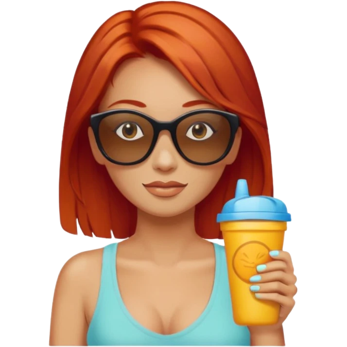 
female red haired suncream and sunglasses emoji
