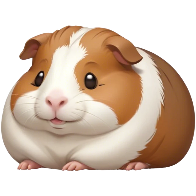 Meme-Worthy Cute Sleeping Brown and White Banded Guinea Pig Portrait Emoji, Head resting peacefully with a contented smile, showcasing a delightfully chubby build and a luxuriously soft banded coat of brown and white, eyes shut in a serene, cozy nap, Simplified yet hilariously adorable features, highly detailed, glowing with a soft, drowsy light, high shine, relaxed and utterly lovable, stylized with an air of playful laziness, bright and heartwarming, soft glowing outline, capturing the essence of a comically sleepy guinea pig, so meme-worthy it feels like it could instantly become the next viral sensation of adorable slumber! emoji