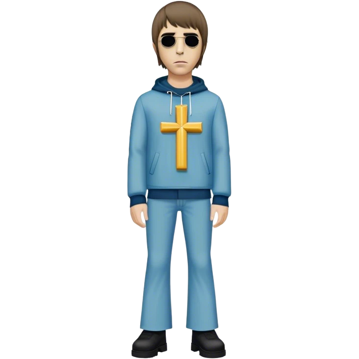 Crucified Liam Gallagher in the style of Jesus full body on cross in mod clothing emoji