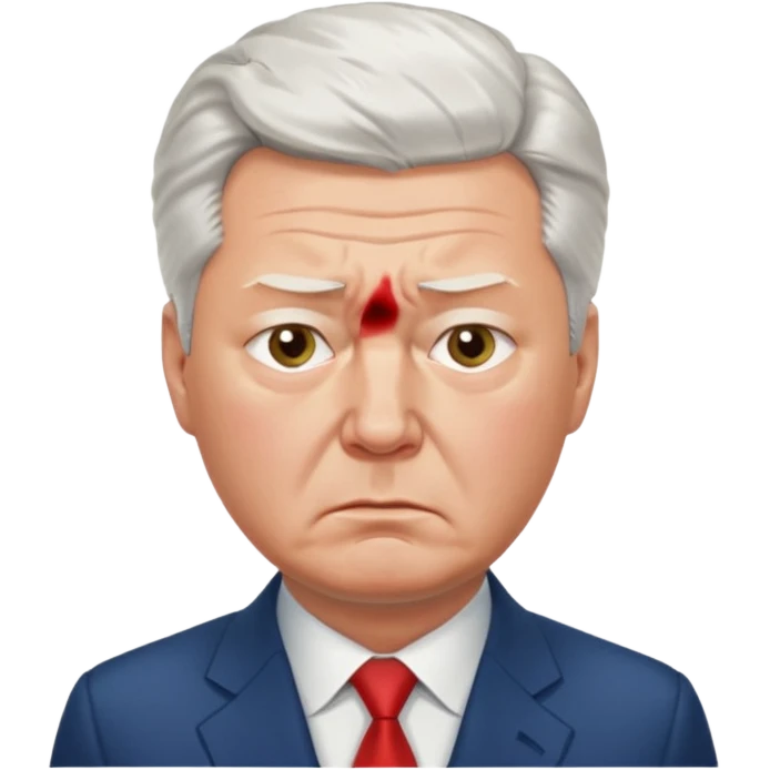 Very sad realistic Sergey Sobyanin, mayor of Moscow, looking upset and disappointed, expressive face emoji